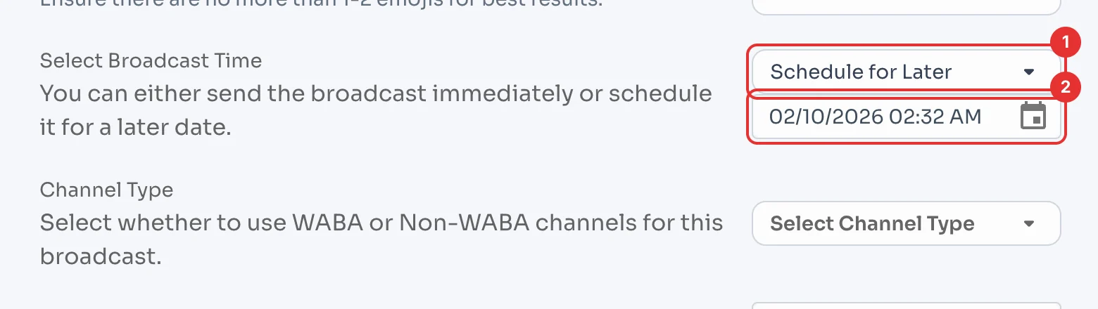 Broadcast time with Schedule for Later and the date