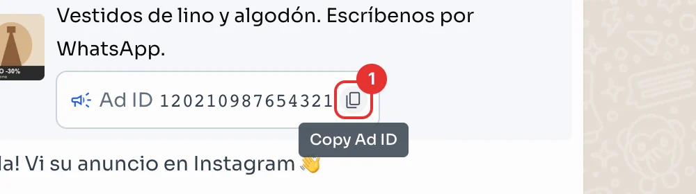 Copy Ad ID button