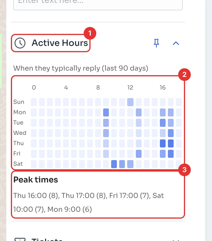 Active Hours with the heat map and peak times