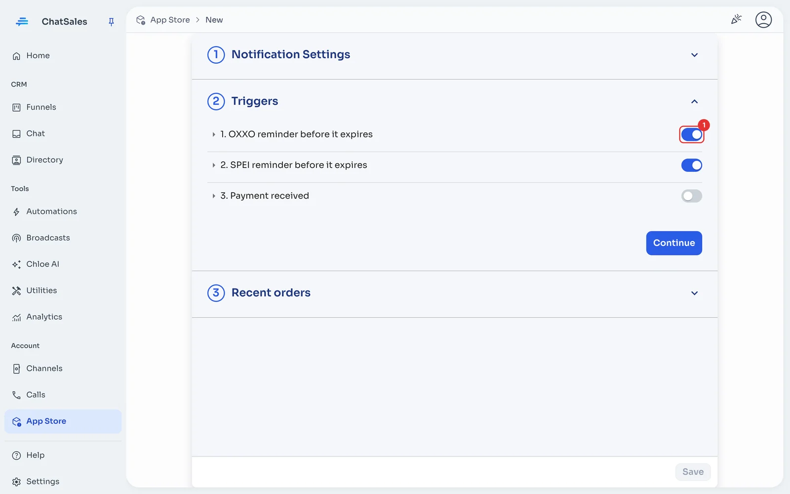 Triggers with a switch per message