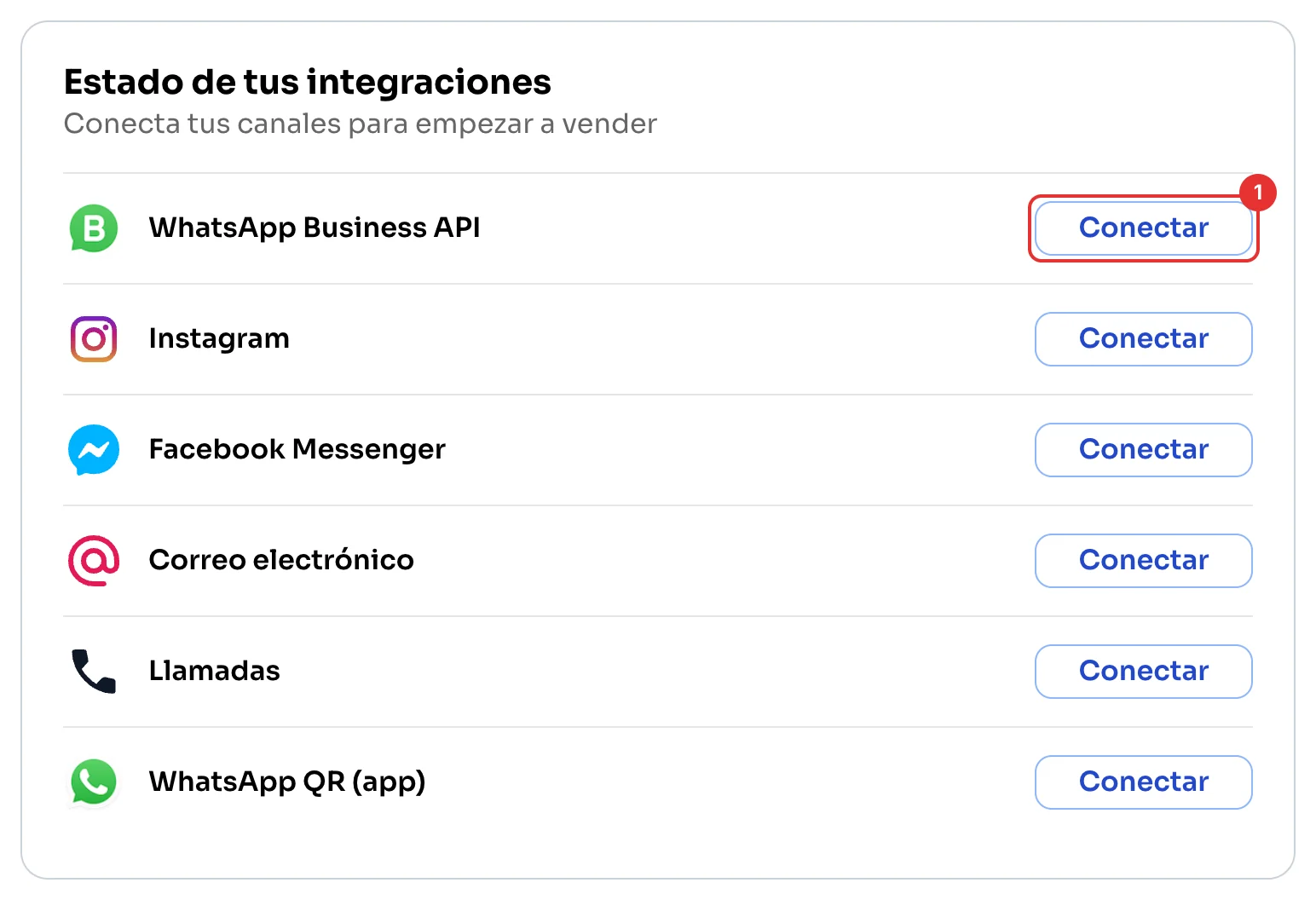 Estado de tus integraciones con el botón Conectar de WhatsApp Business API