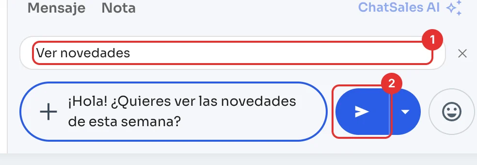 Mensaje con su botón listo para enviar