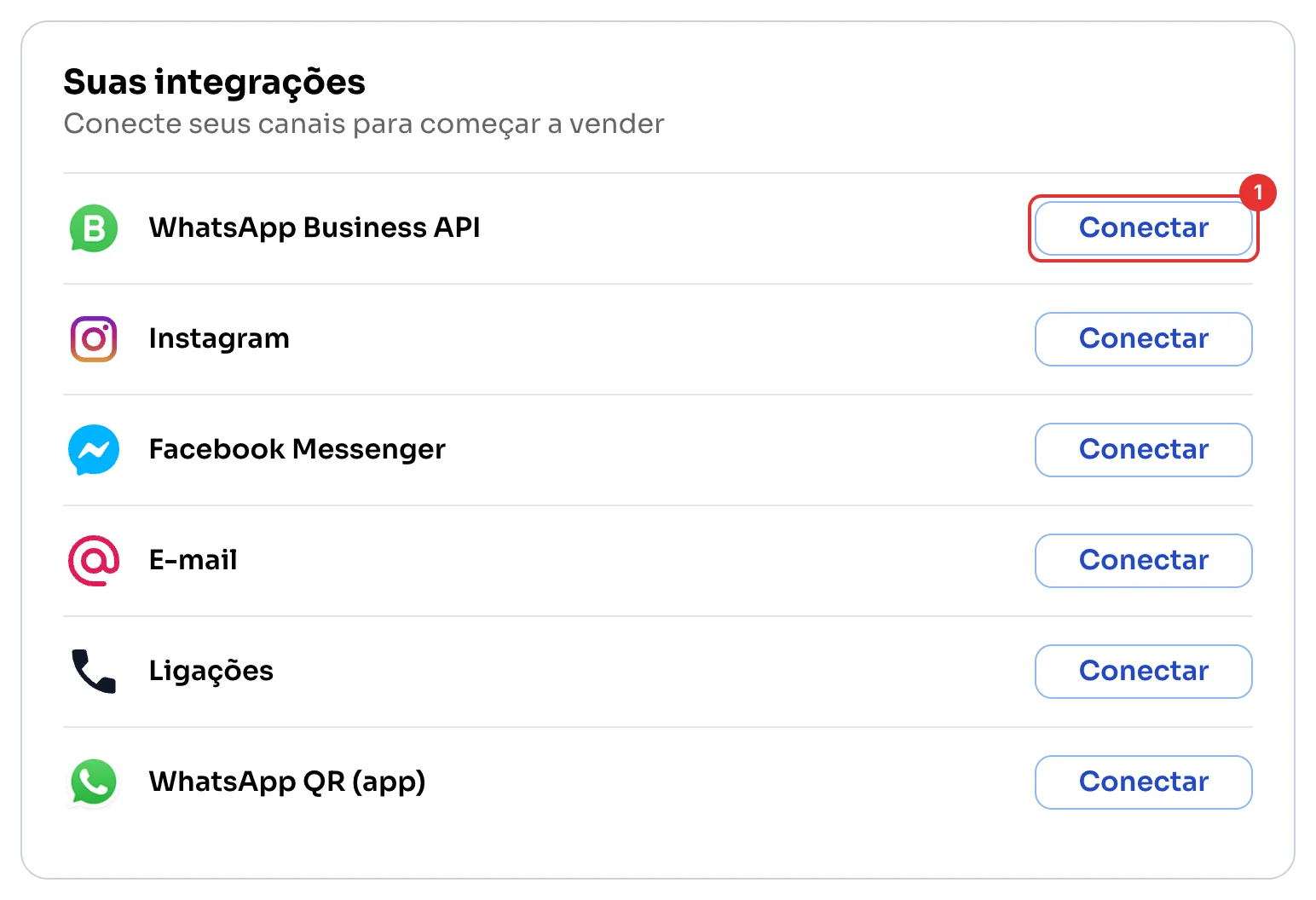 Suas integrações com o botão Conectar do WhatsApp Business API
