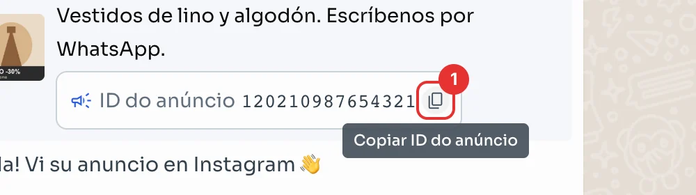 Botão Copiar ID do anúncio