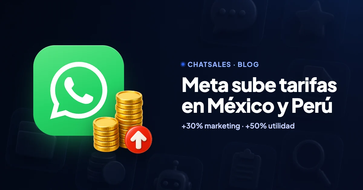 Meta sube las tarifas de WhatsApp en México (+30% marketing) y Perú (+50% utilidad) desde el 1 de octubre de 2026