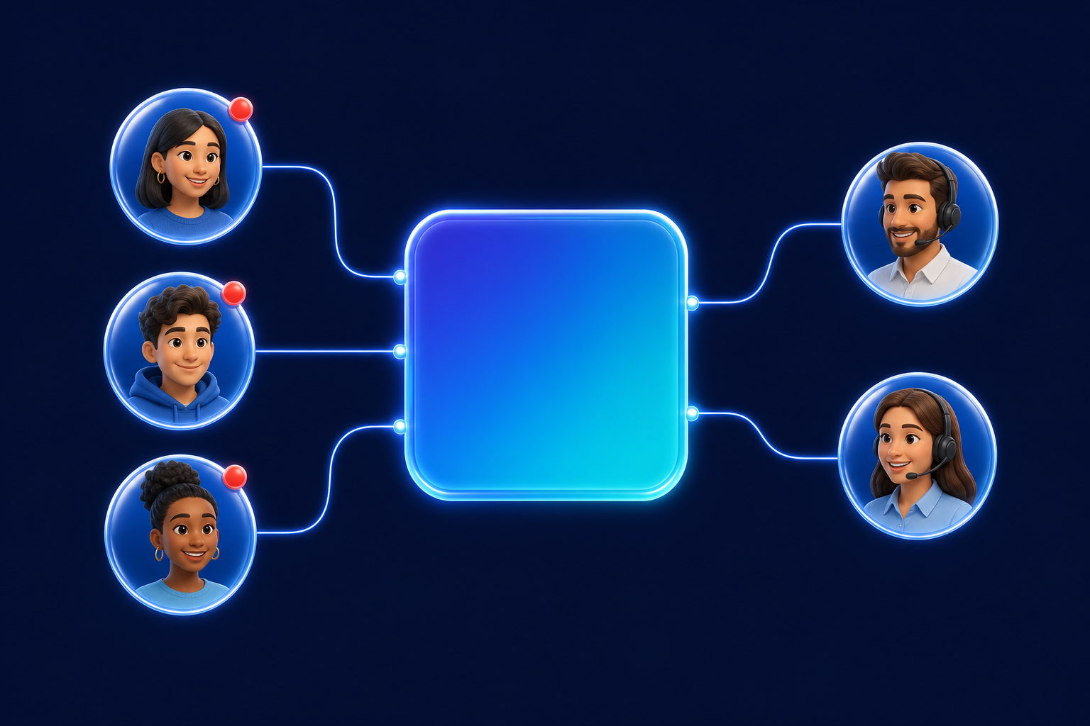 Customer chats from every channel flowing into ChatSales and out to sales reps