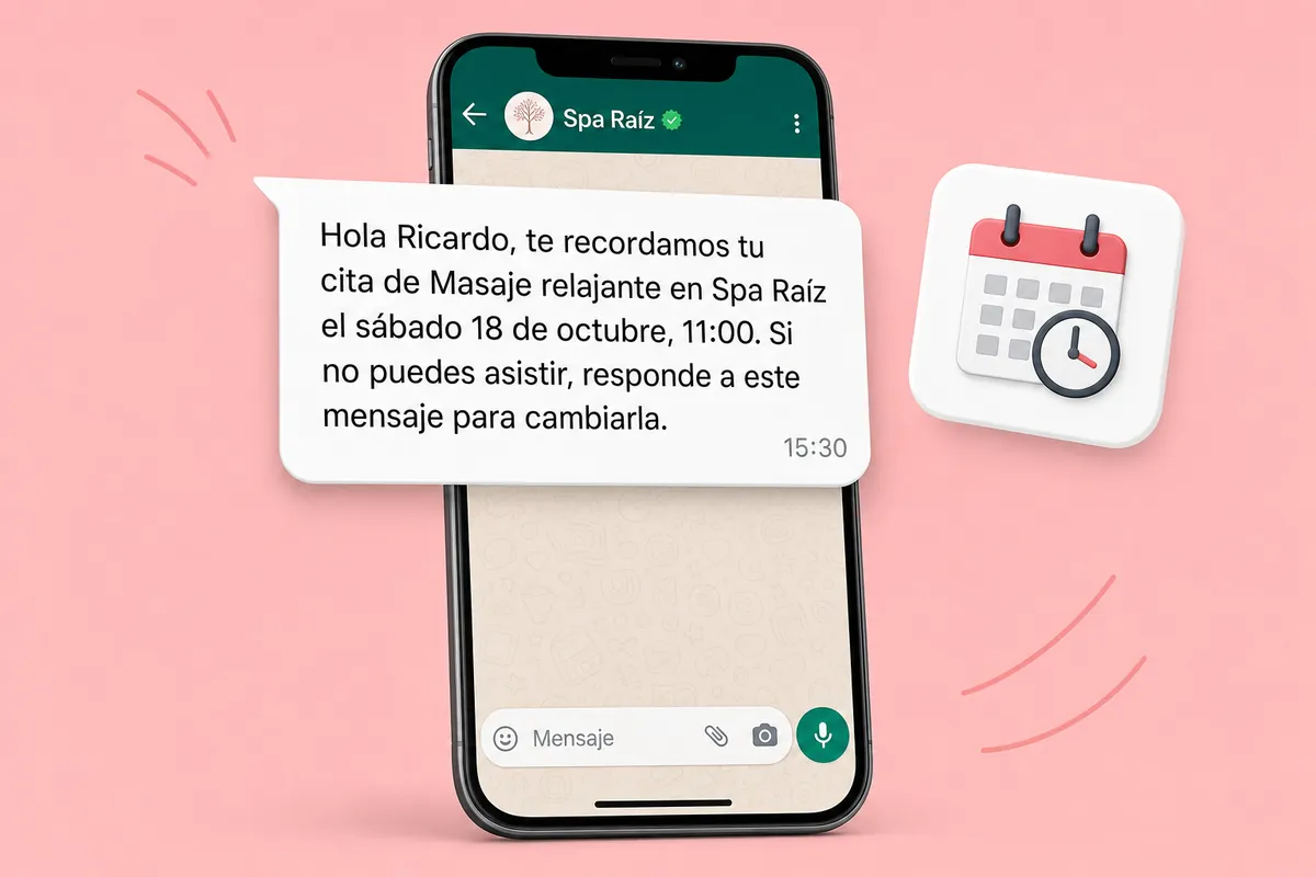 AgendaPro WhatsApp message sent with ChatSales: Spas