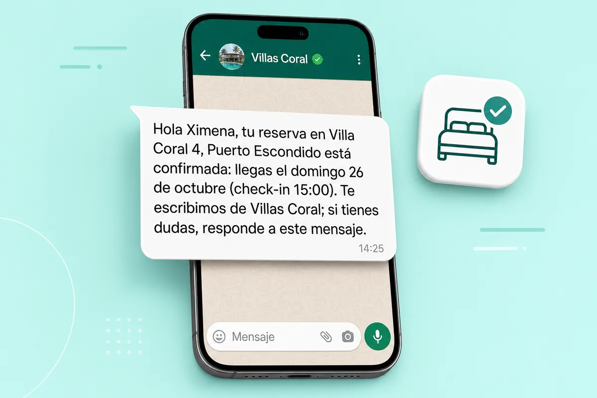 Beds24 WhatsApp message sent with ChatSales: Villas