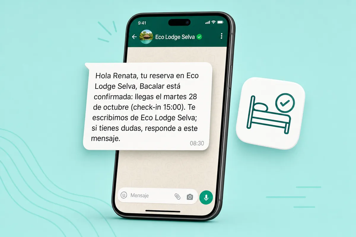 Beds24 WhatsApp message sent with ChatSales: Eco lodges