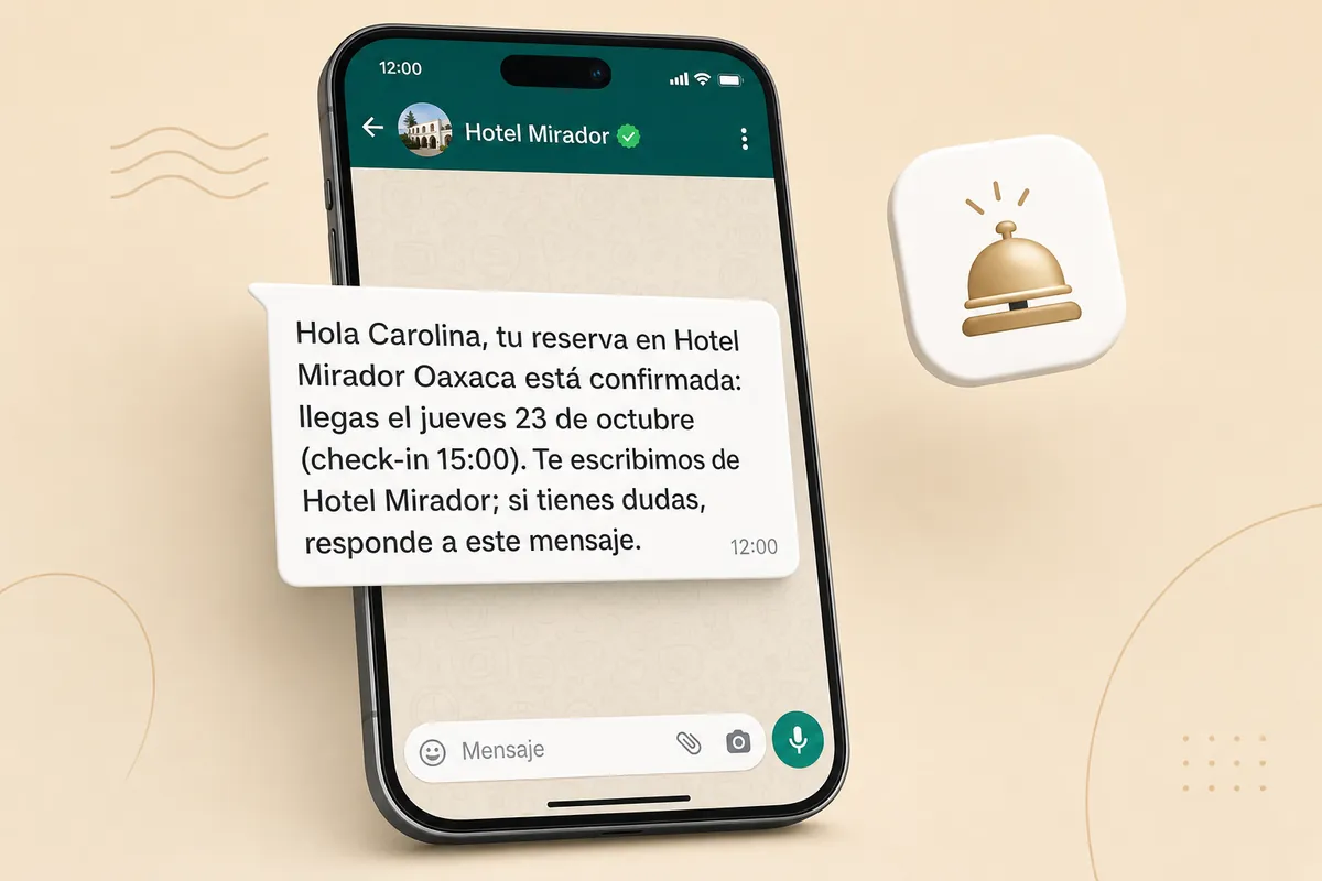 Cloudbeds WhatsApp message sent with ChatSales: Boutique hotels
