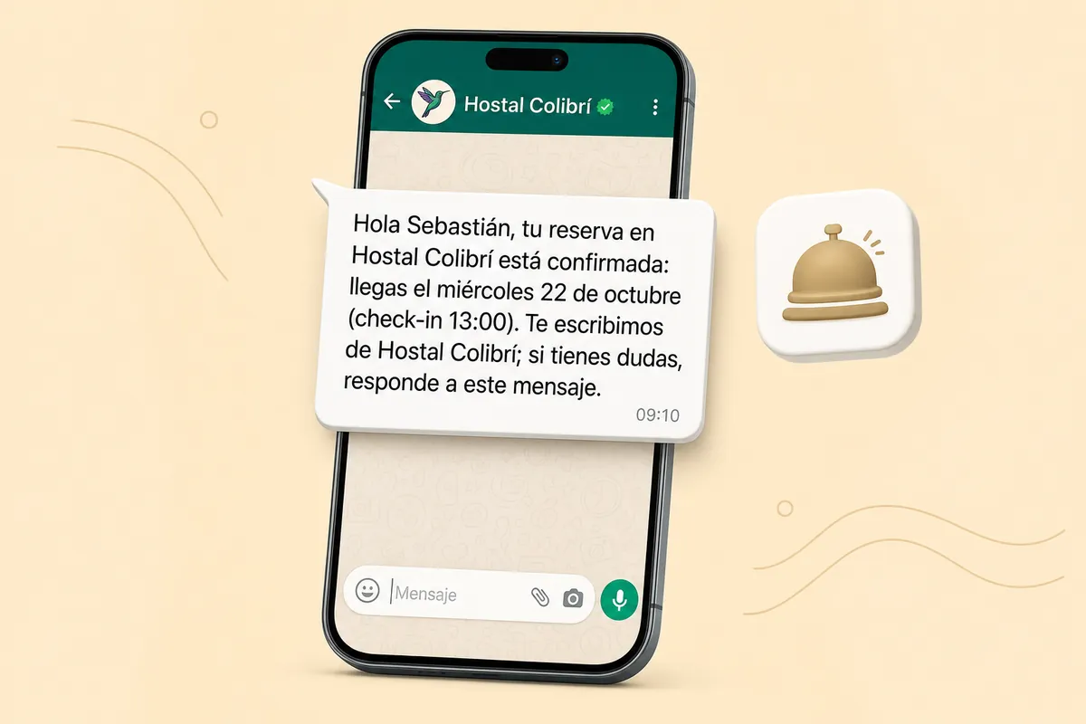 Cloudbeds WhatsApp message sent with ChatSales: Hostels