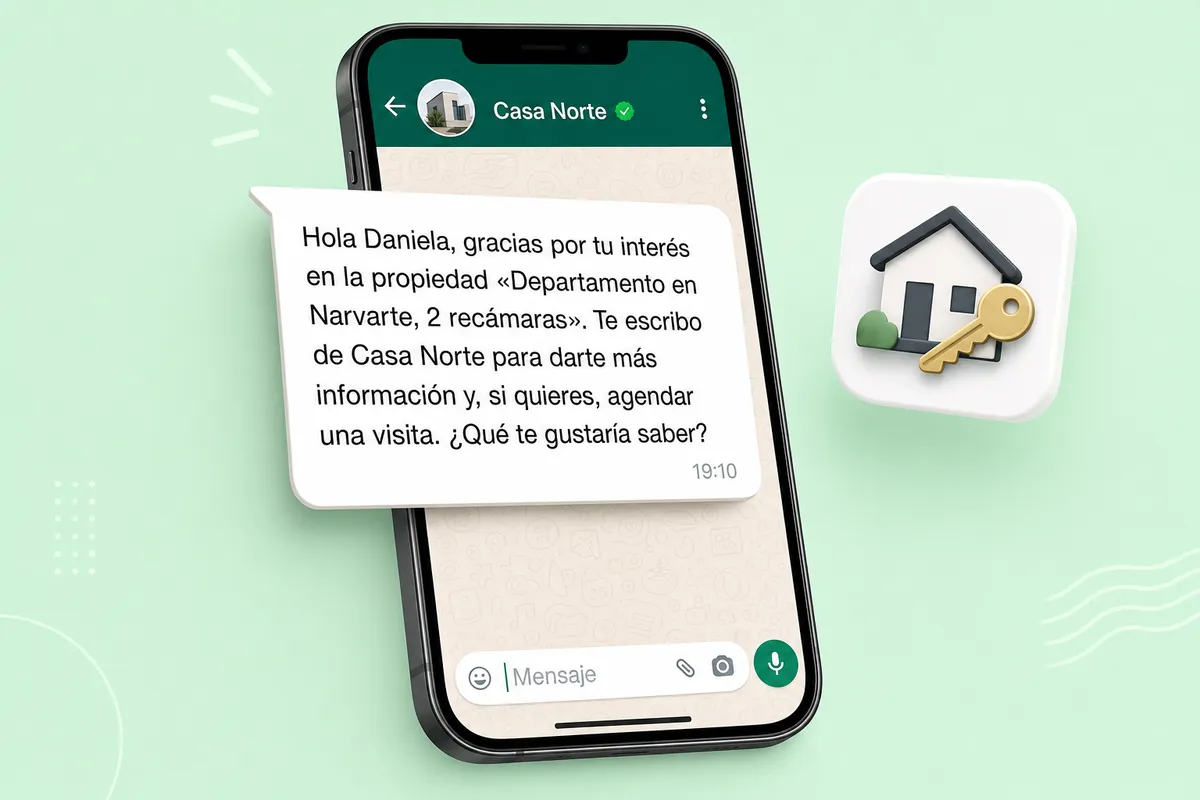 EasyBroker WhatsApp message sent with ChatSales: Real estate agencies