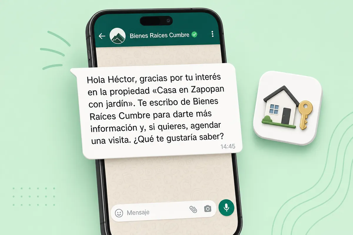 EasyBroker WhatsApp message sent with ChatSales: Home sales
