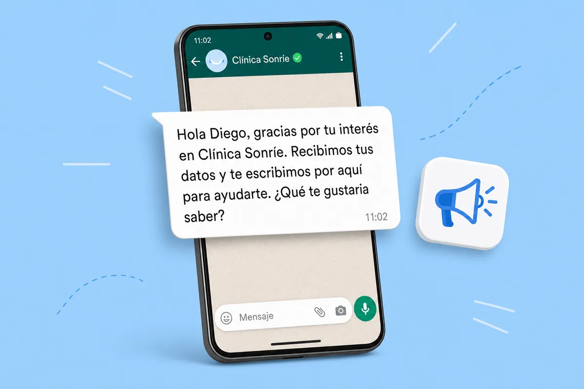 Google Ads WhatsApp message sent with ChatSales: Dental clinics