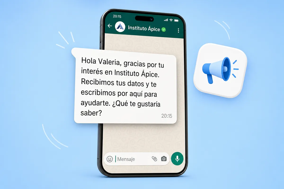 Google Ads WhatsApp message sent with ChatSales: Schools and courses