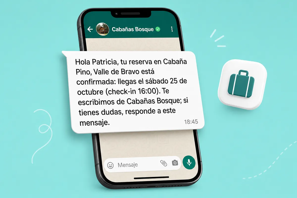 Hostaway WhatsApp message sent with ChatSales: Cabins