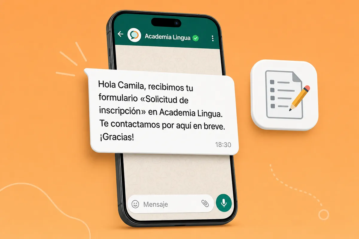 Jotform WhatsApp message sent with ChatSales: Language schools