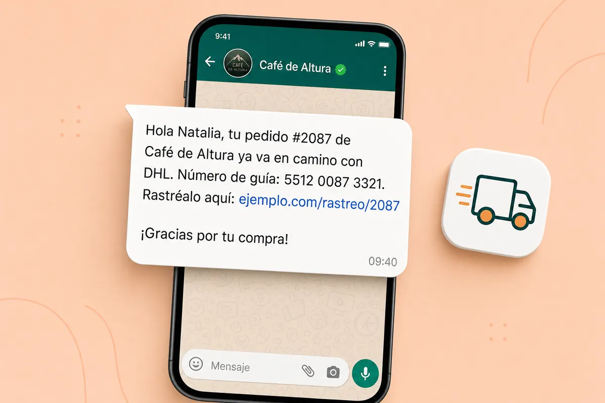 Mensaje de WhatsApp de Jumpseller con ChatSales: Café y alimentos