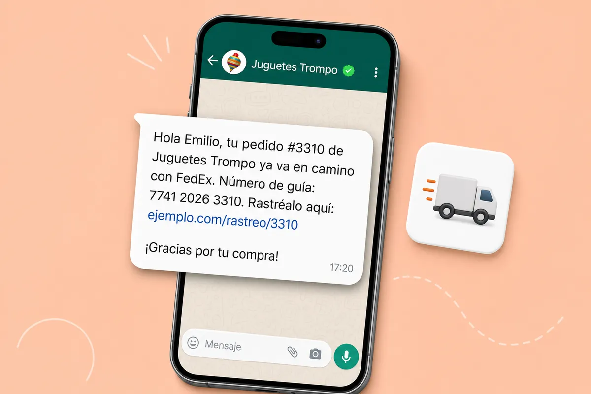 Mensaje de WhatsApp de Jumpseller con ChatSales: Jugueterías