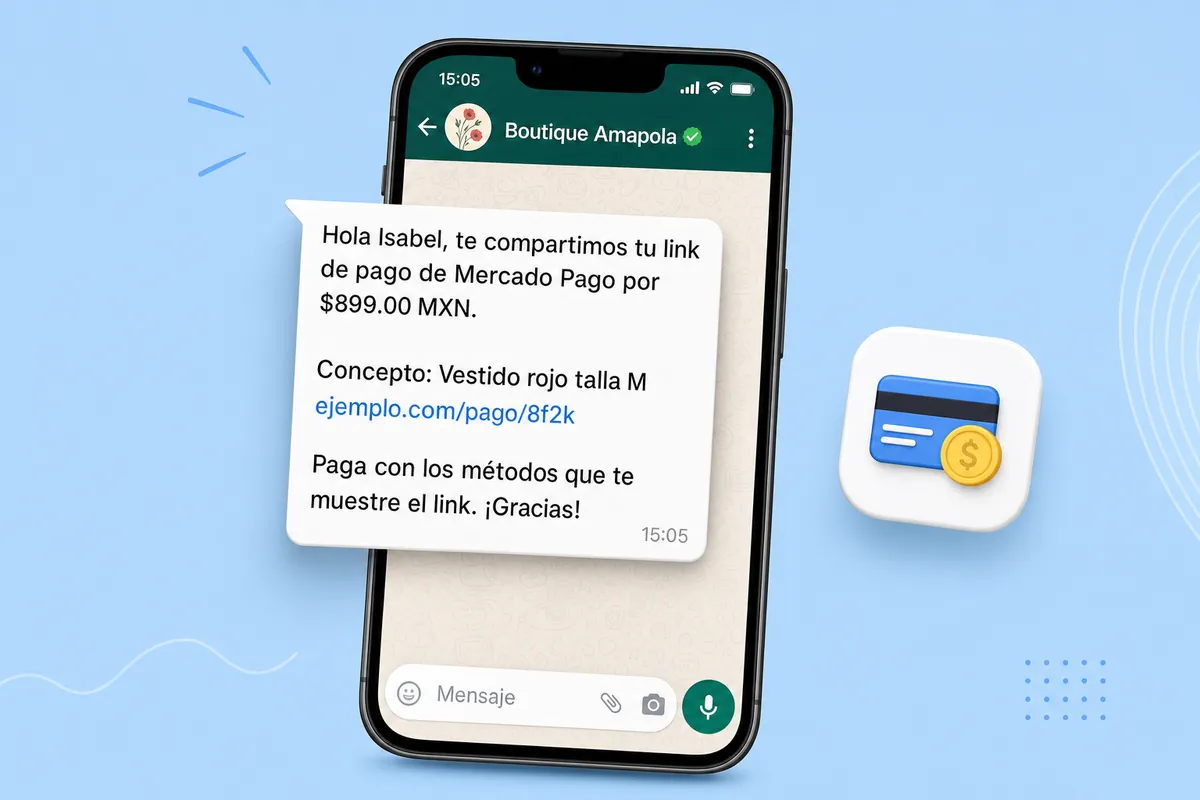 Mensaje de WhatsApp de Mercado Pago con ChatSales: Boutiques
