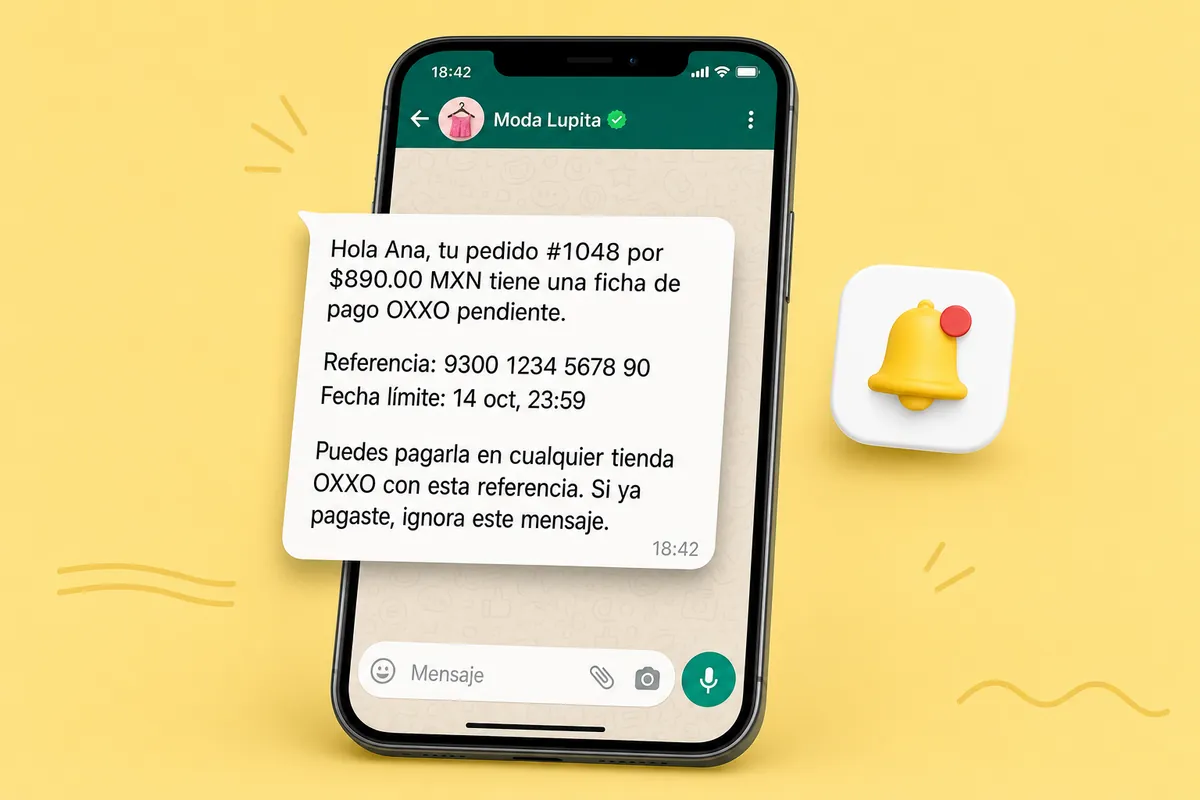 Mensaje de WhatsApp de OXXO con ChatSales: Tienda de ropa en línea